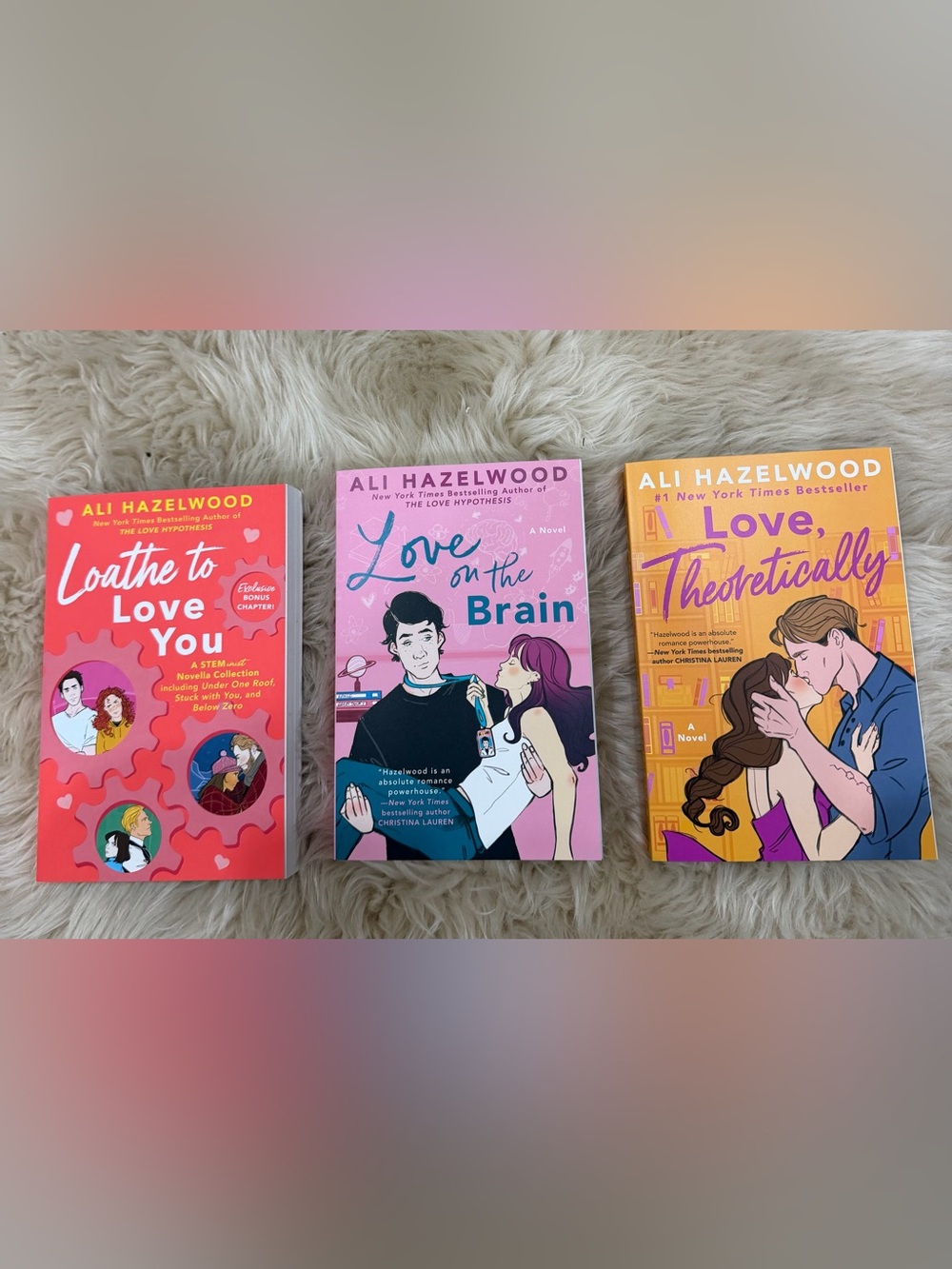 Ali Hazelwood 3 book Paperbacks Loathe to Love You, Love on the Brain, etc.)